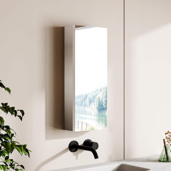 12 in. W x 30 in. H Rectangular Aluminum Recessed/Surface Mount Single Medicine Cabinet with Mirror