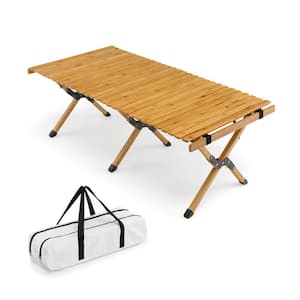 48 in. Bamboo Portable Picnic Table with a Carrying Bag in Natural