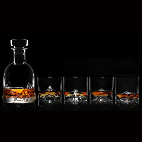 LIITON The Peaks Crystal Whiskey Decanter Set with Glasses
