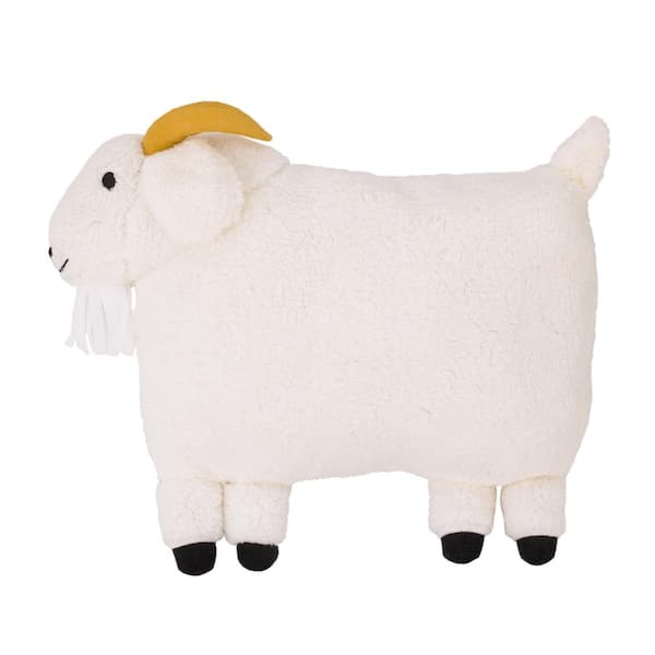 Little Love by NoJo Plush Sherpa Ivory Goat with 3D Ears & Dimensional  Horns 5 in. L x 14.25 in. W Throw Pillow 5409721P - The Home Depot
