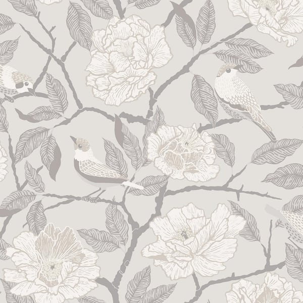 A-Street Prints Bernadina Grey Rosebush Non-Pasted Non-Woven Paper ...