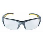 Safety Eyewear Glasses Gray Frame with Yellow Accent Clear Anti-Fog and Scratch Resistant Lens (Case of 4)