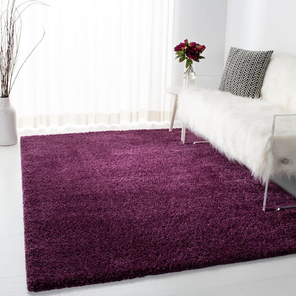 August Shag 4 ft. x 4 ft. Square Purple Solid Color Area Rug