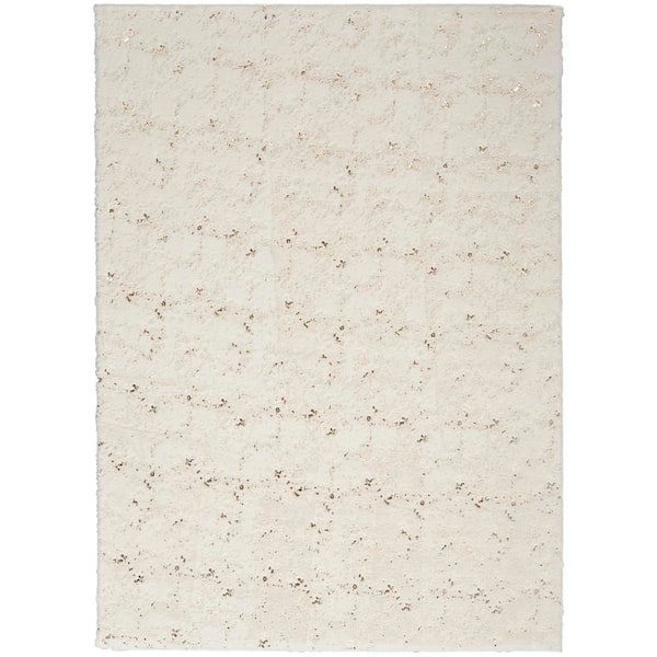 Cozy Shimmer Ivory 8 ft. x 10 ft. All-over design Contemporary Area Rug