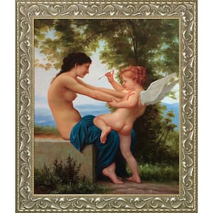 25.5 in. x 29.5 in. "Young Girl Defending Herself Against Eros, 1880" by William-Adolphe Bouguereau Framed Wall Art