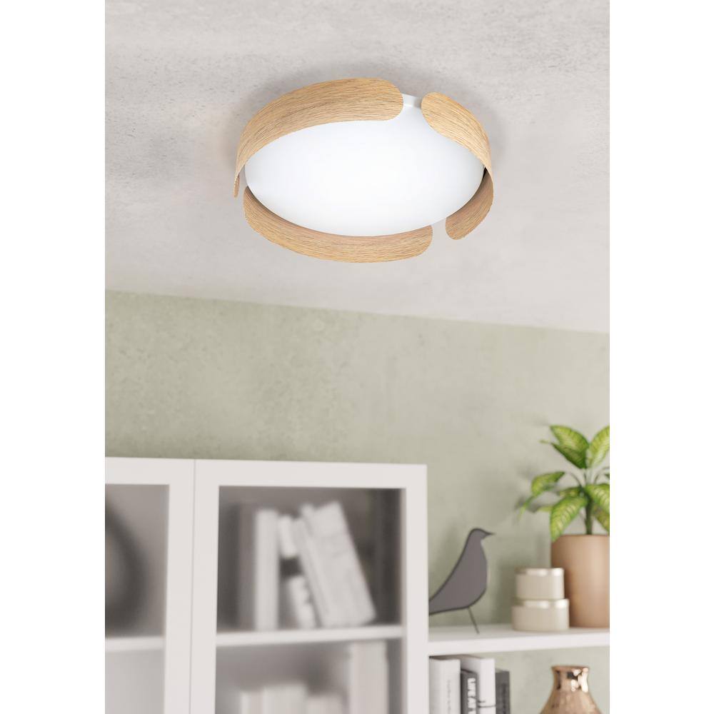 Valcasotto 13.75" Wood LED Flush Mount with White Acrylic Shade