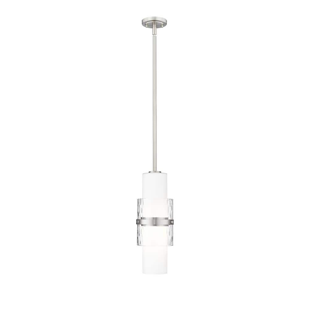 Cayden 60-Watt 1-Light Brushed Nickel Shaded Pendant Light with Clear Plus 