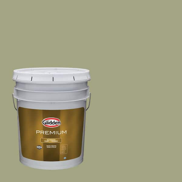 Glidden Premium 5 gal. Green Tea Leaf PPG1128-5 Satin Exterior