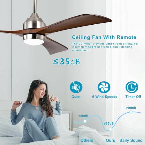 Ceiling Fan 52 in. Width in Smart Indoor Nickel Low Profile Ceiling Fan with Color Adjustable LED With Remote Lighting
