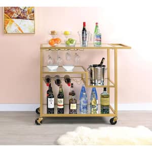 Gold Kitchen Rolling Cart Serving Cart with 3 Open Shelf