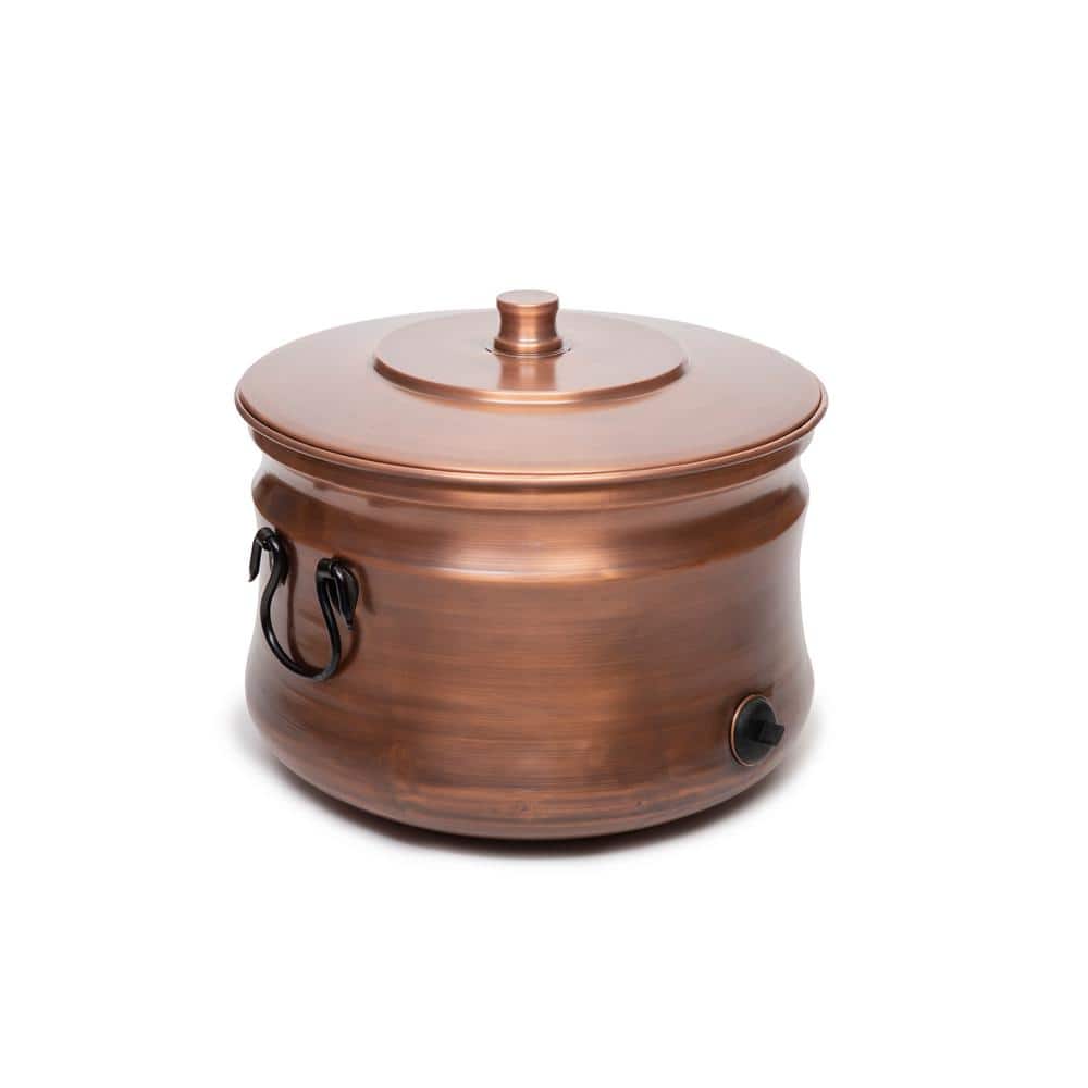 BIRDROCK HOME Decorative Water Hose Holder Pot with Antique Copper Exterior  | Holds 100ft Hose | Ground Garden Hose Box | Steel | Powdered Coated 