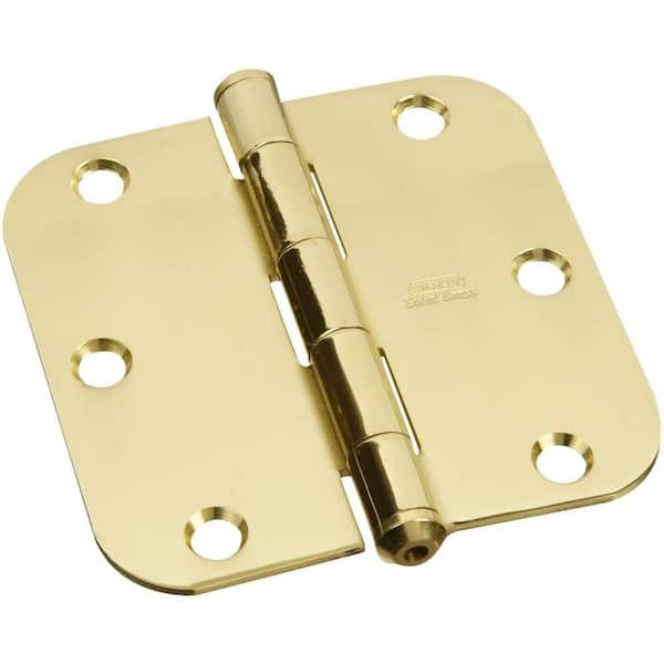 Stanley-National Hardware 3-1/2 in. x 3-1/2 in. Solid Brass 5/8 in. Radius Residential Hinge