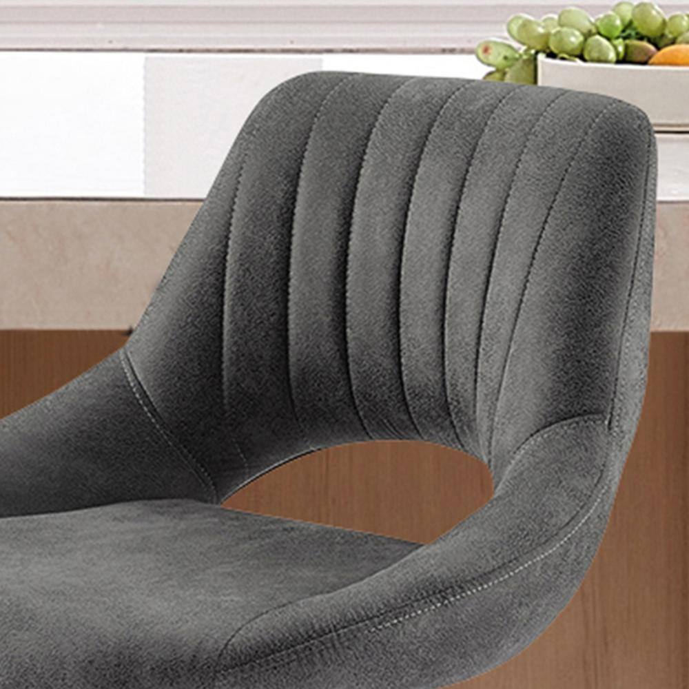 Gray Adjustable Swivel Faux Leather Bar Stools with Metal Base, Set of 2