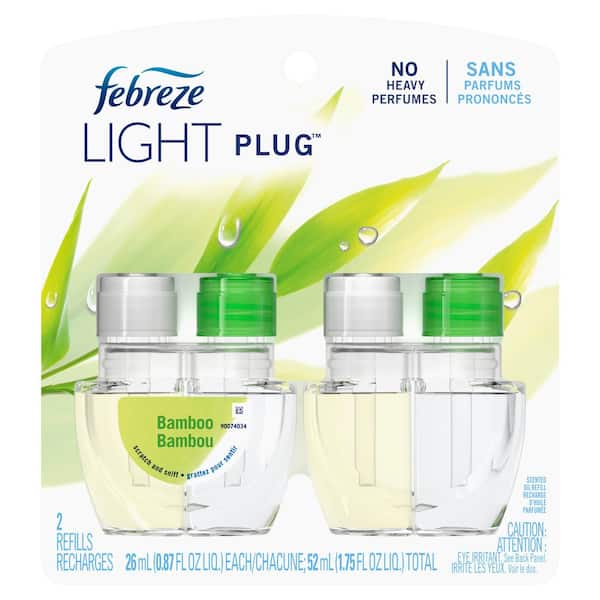 Febreze Plug Light 0.87 oz. Bamboo Scent Scented Oil Automatic Air Freshener Refill (2 Refills)
