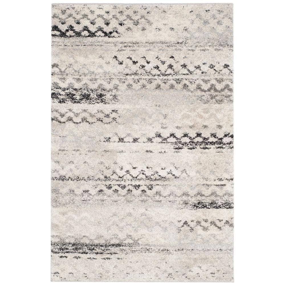 Gray Abstract Synthetic Shag 4' x 6' Area Rug
