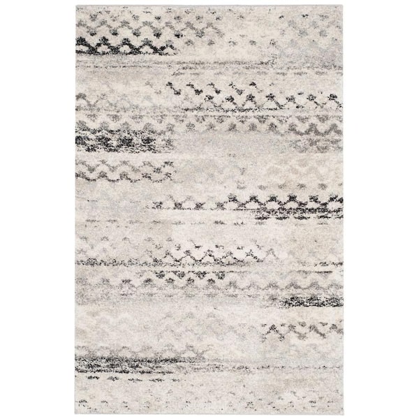 SAFAVIEH Retro Cream/Grey 4 ft. x 6 ft. Striped Area Rug