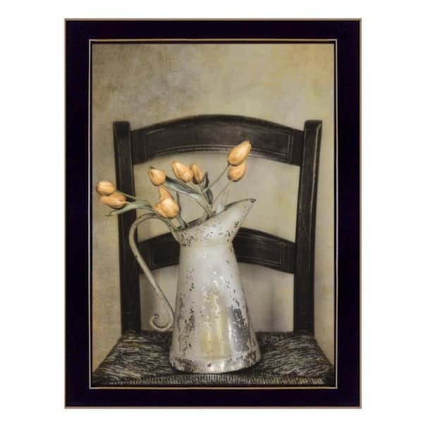 HomeRoots Charlie Golden Tulips 1-Piece Framed Wall Art 18 in. x 14 in.