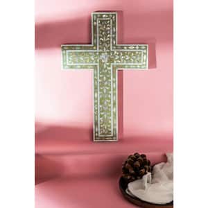 Jodhpur Mother of Pearl Wall Cross Olive Decorative Sign