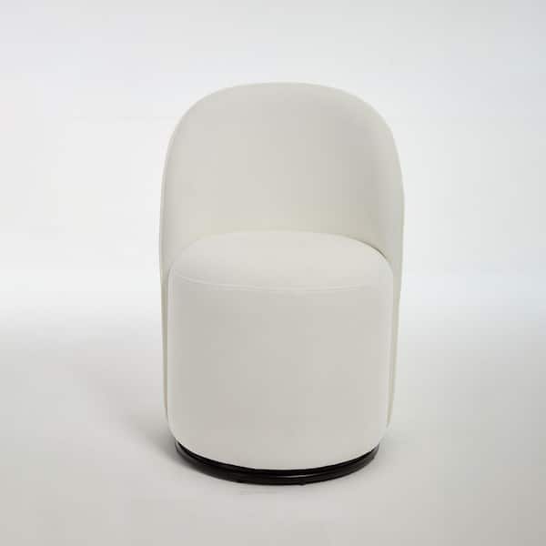 Bexley Cream Velvet Upholstered Barrel Swivel Dining Chair with 360° Comfy Armless