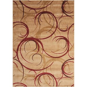 Somerset Beige 8 ft. x 11 ft. Floral Contemporary Area Rug