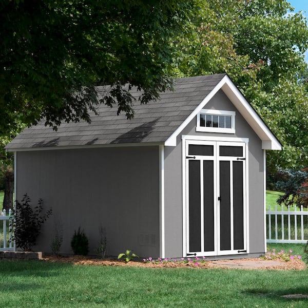 Handy Home Products Do-it Yourself Tribeca 8 ft. x 12 ft. Stylized Backyard Wood Storage Shed with Smartside and transom window (96 sq. ft.)