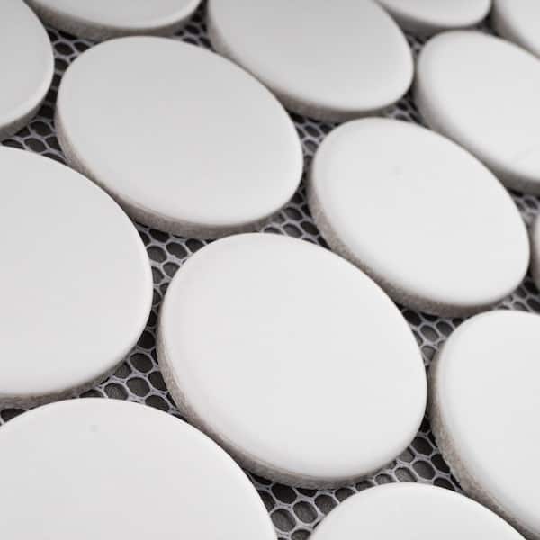 MOLOVO Porcetile White 11.82 in. x 10.5 in. Penny Matte Porcelain