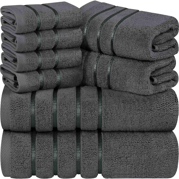 Unbranded 8-Piece Grey Luxury Cotton Towel Set