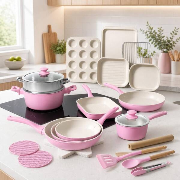 Numhew 31 Piece Nonstick Cookware Set, Aluminum Carbon Steel