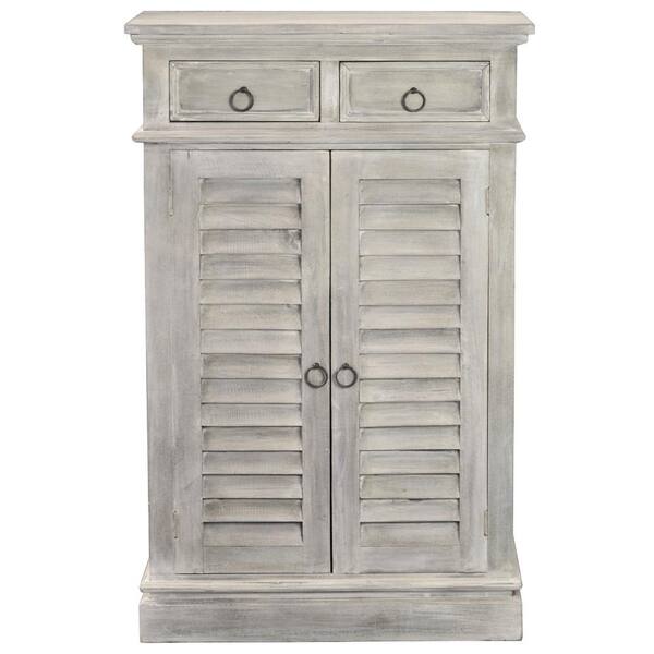 Shabby Chic Cottage Light Gray Accent Cabinet With 2 Shutter Doors And Drawers Bh Cab246s Sw Shabby Chic Cottage Light Gray Accent, Shutter Door Cabinet Gray