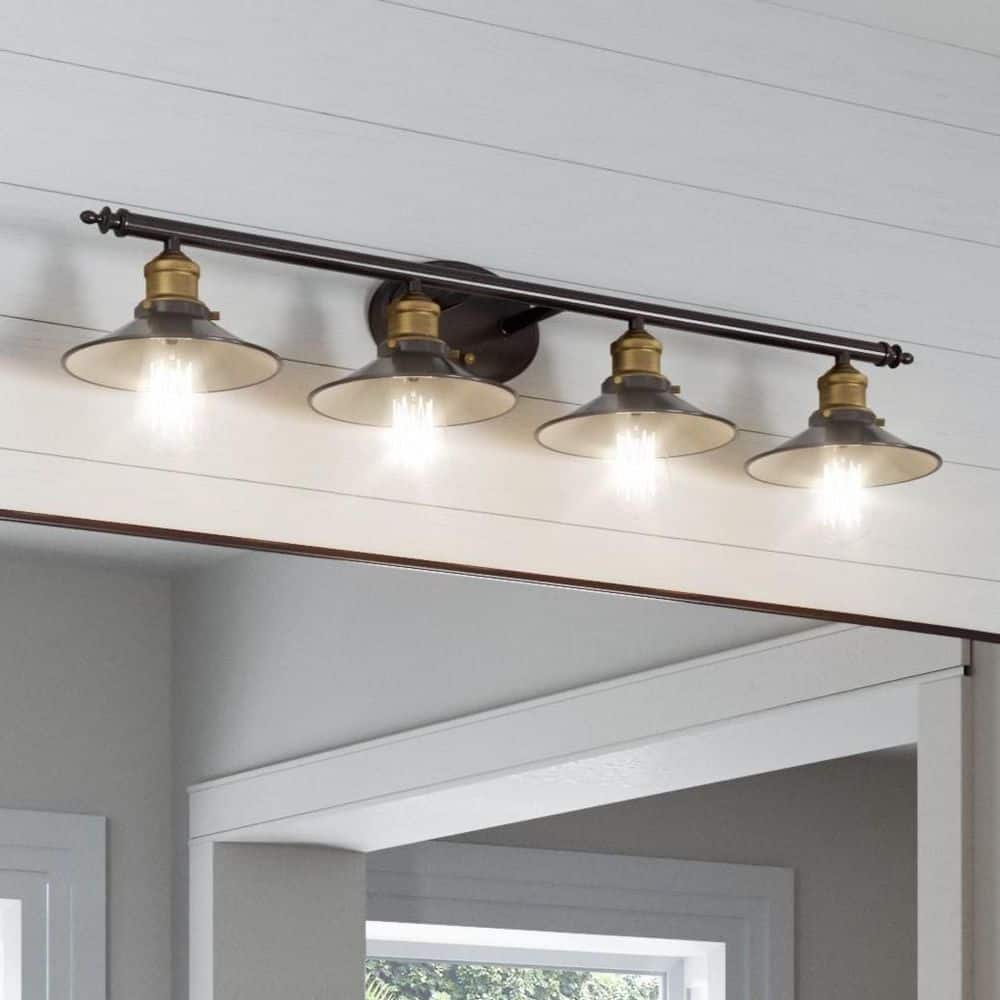 Griswald 34 in. 4-Light Oil Rubbed Bronze Bathroom Vanity Light Fixture with Metal Shades price history on PriceWatchPro