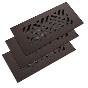 Low Profile 10 in. x 4 in. Steel Floor Register in Oil Rubbed Bronze Diagonal Pattern (3-Pack)