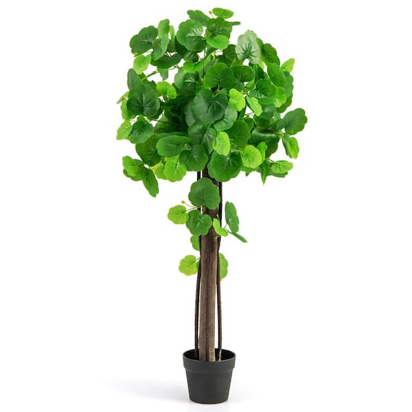 3.6 ft. Artificial Crabapple Tree with Real Wood Trunk Adjustable Branches Faux Grass
