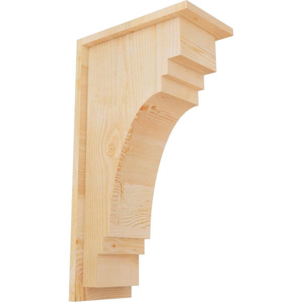 Ekena Millwork 8 in. x 14 in. x 26 in. Douglas Fir Pescadero Rough Sawn Corbel with Backplate
