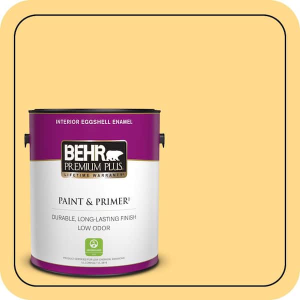 BEHR PREMIUM PLUS 1 gal. #P260-4 Banana Mania Eggshell Enamel Low Odor Interior Paint & Primer