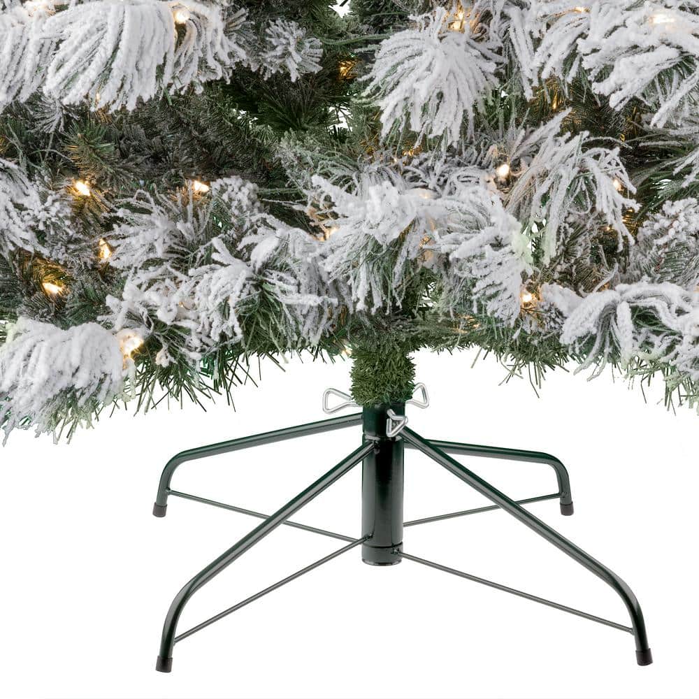 7.5 Ft Pre-Lit Snowy Spruce Artificial Christmas Tree with Warm White Lights