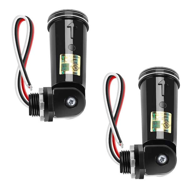 Auto 100-277-Volt Dusk to Dawn Photocell Light Sensor Black 2-Pack