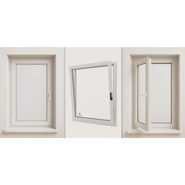 36 in. x 60 in. BLK/Wht, Single Sash, uPVC Triple Pane, Tilt and Turn Window, Replacement/New Construction w/Screen, LH