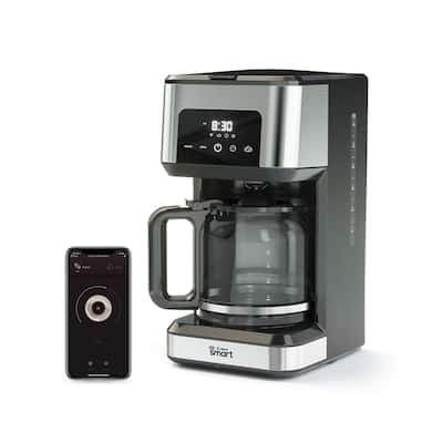 Smart Wi-Fi 12-Cup Black/Stainless Steel Drip Coffee Maker with Smart Wi-Fi and Voice Control