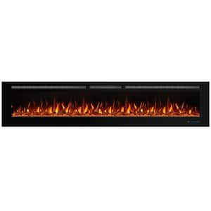 72 in. Electric Fireplace Insert with Remote and Log Crystal, Black