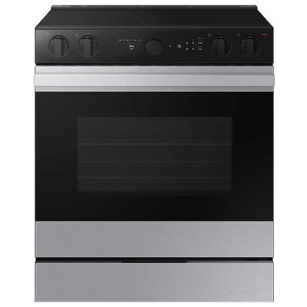 Samsung Bespoke 30 in. 6.3 cu.ft. 5 Burner Element Smart Slide-In Electric Range w/ Air Sous Vide & AirFry in Stainless Steel