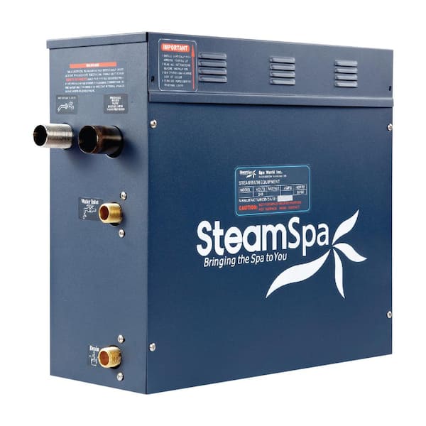SteamSpa Royal Series 6kW Steam Bath Generator with Continuous Steam Quick Start Technology and Aroma Scent Pump in Gold