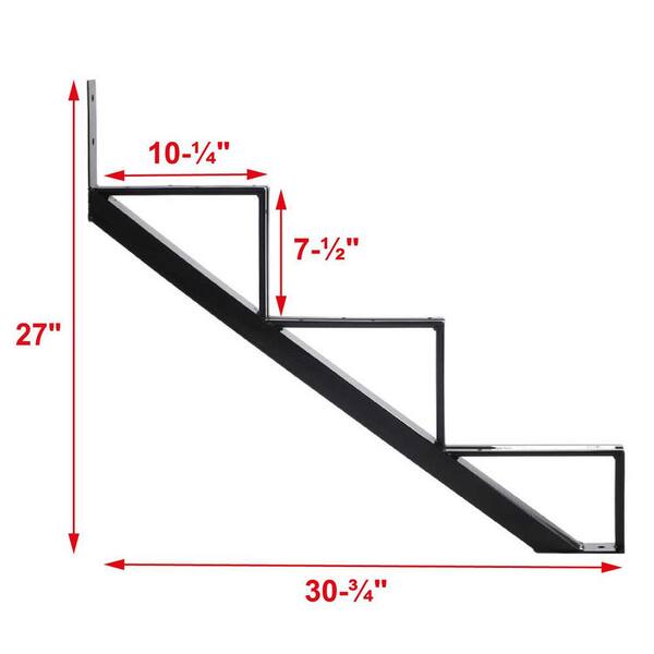 Pylex 3-Steps Steel Stair Stringer black 7-1/2 in. x 10-1/4 in. (Includes 1 Stair Stringer)