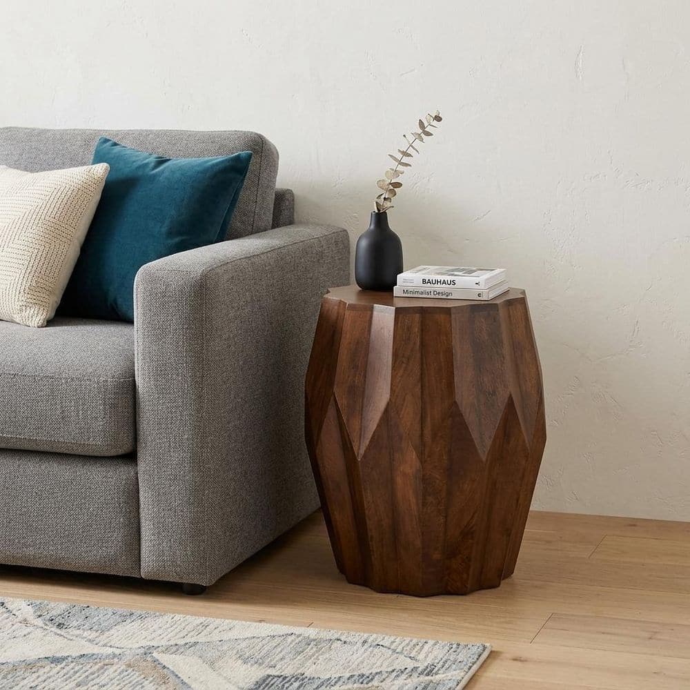 16.4 in. Dark Brown Specialty Wood End Table - thumbnail 5
