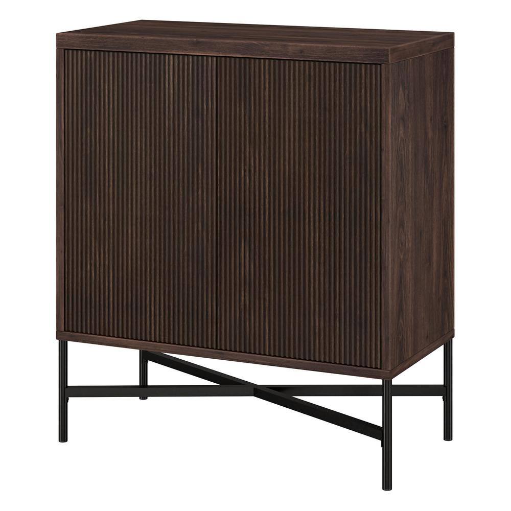 Alder Brown Modern X-Base Accent Cabinet with Adjustable Shelving