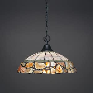 Kingston 100-Watt 1-Light Matte Black Bowl Mini Pendant Light with Glass Shade