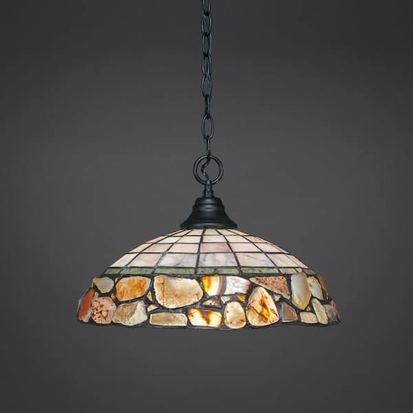 Unbranded Kingston 100-Watt 1-Light Matte Black Bowl Mini Pendant Light with Glass Shade