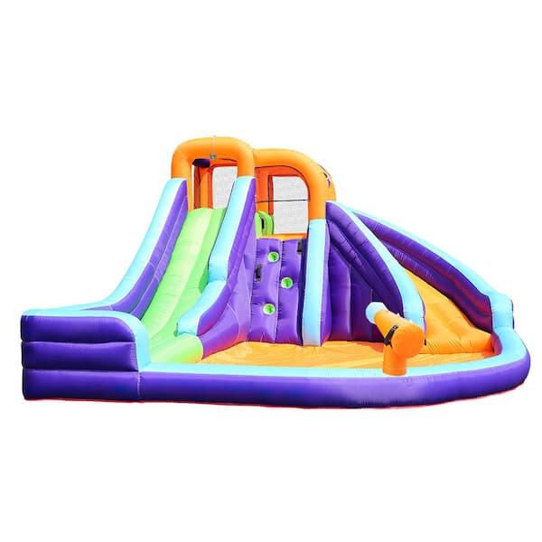 Kingdely Blue Outdoor Kids Jumping Bounce House with Water Slides Climbing Wall Large Splash Pool Water Cannon and Air Blower