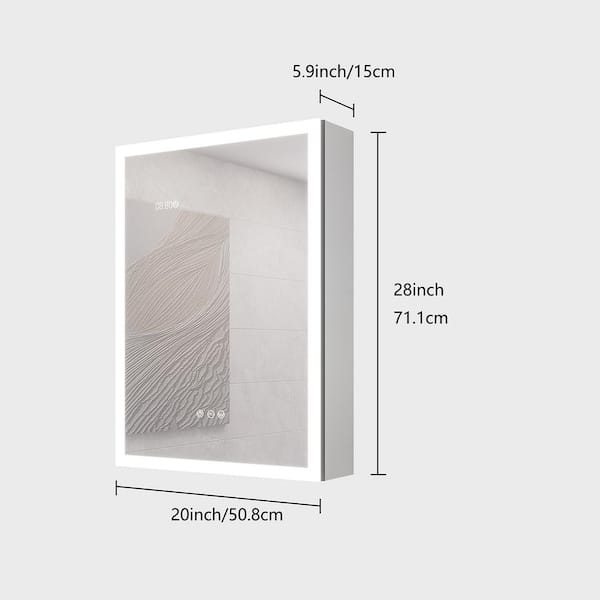28 in. W x 20 in. H Rectangular Bathroom Medicine Cabinet with 