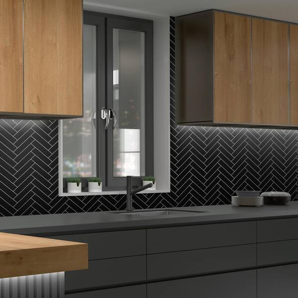 sunwings Herringbone 12.4 in. x 13 in. Peel and Stick Backsplash