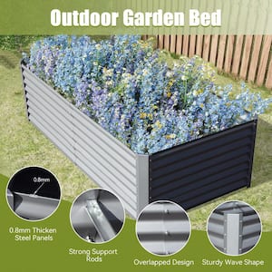 8 ft. x 4 ft. x 2 ft. Sliver Galvanized Steel Rectangular Outdoor Raised Garden Bed